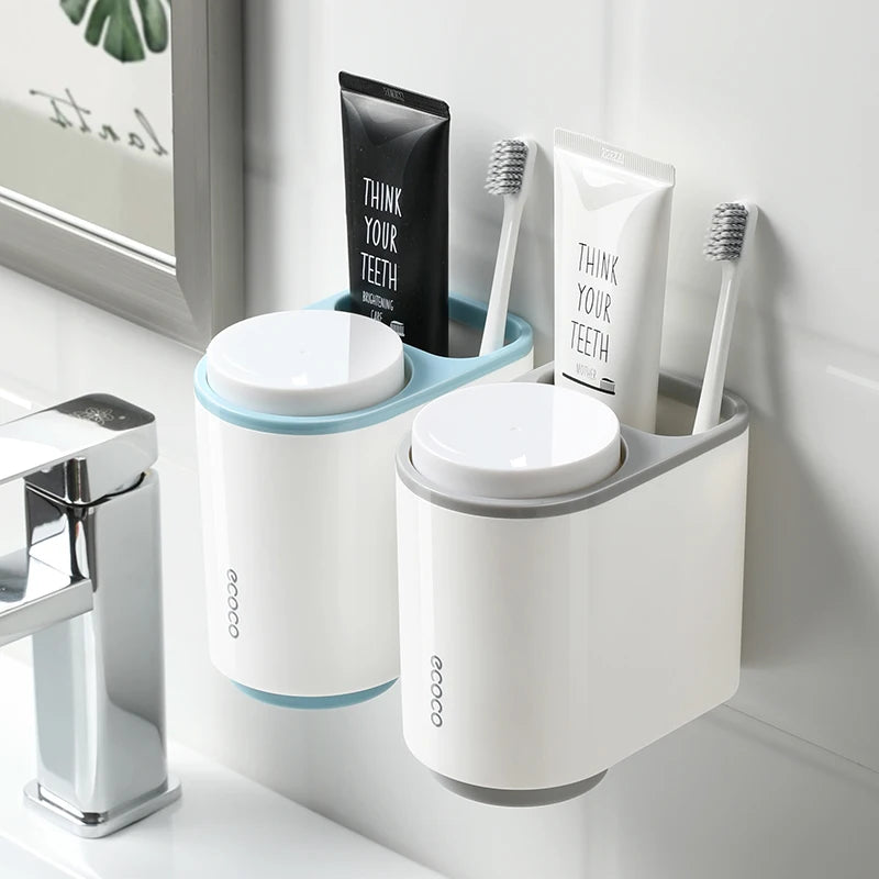 Wall-Mounted Toothbrush Holder with Shaver Case