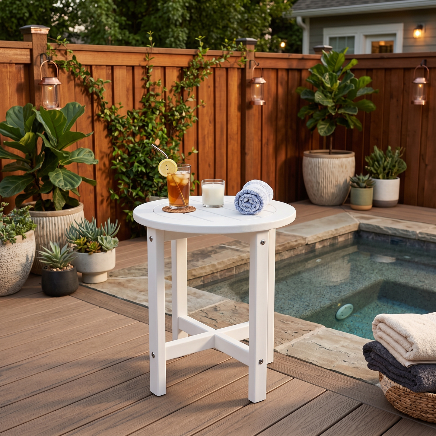 Verde Luxe HDPE All Weather Round Outdoor Side Table