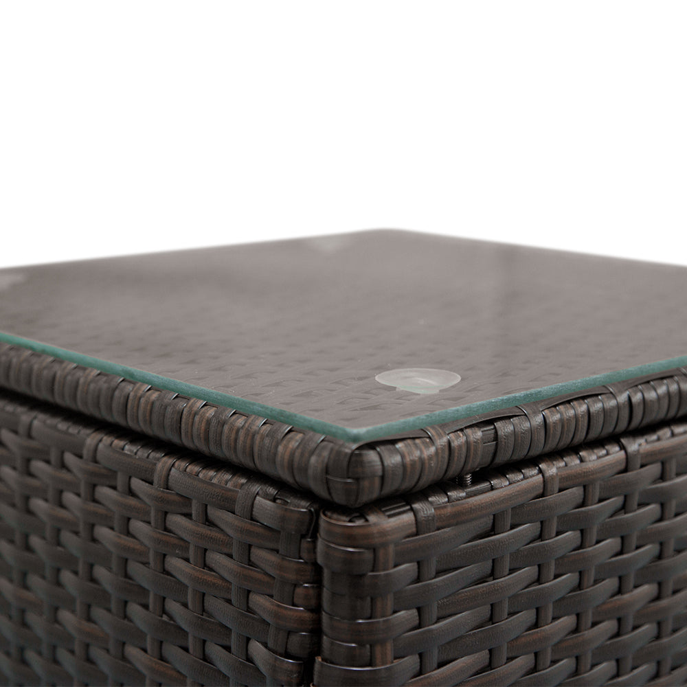 Wicker Patio Conversation Set With Rattan Sofa and Table