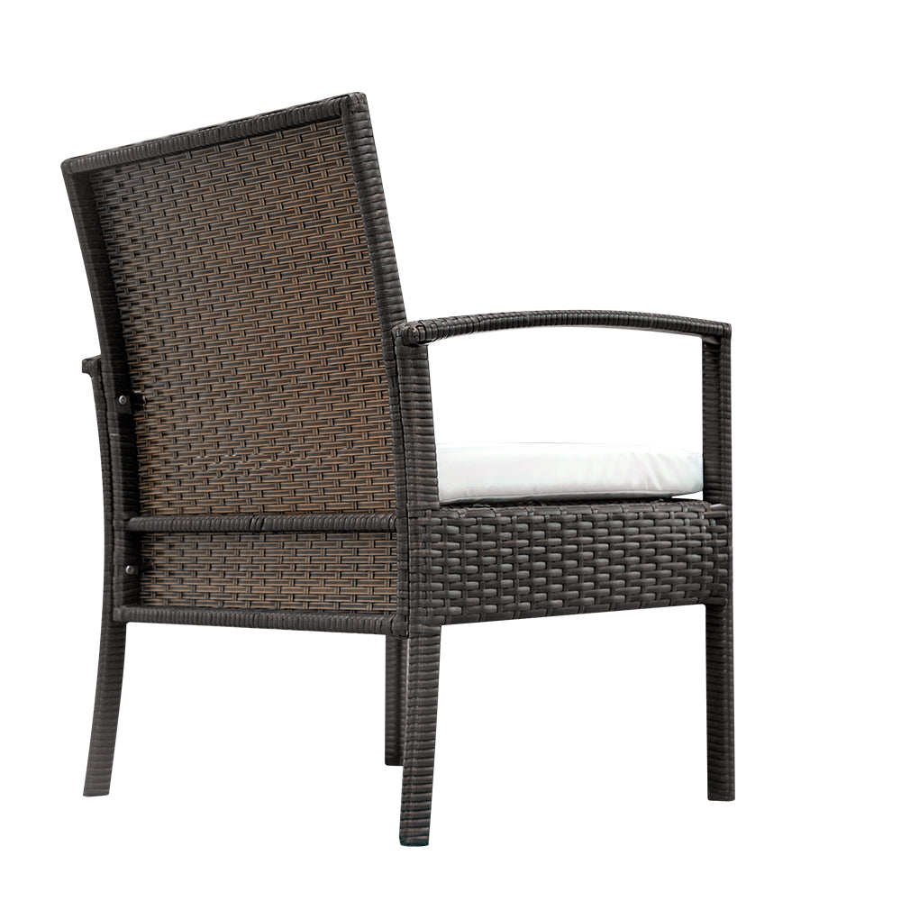 Wicker Patio Conversation Set With Rattan Sofa and Table