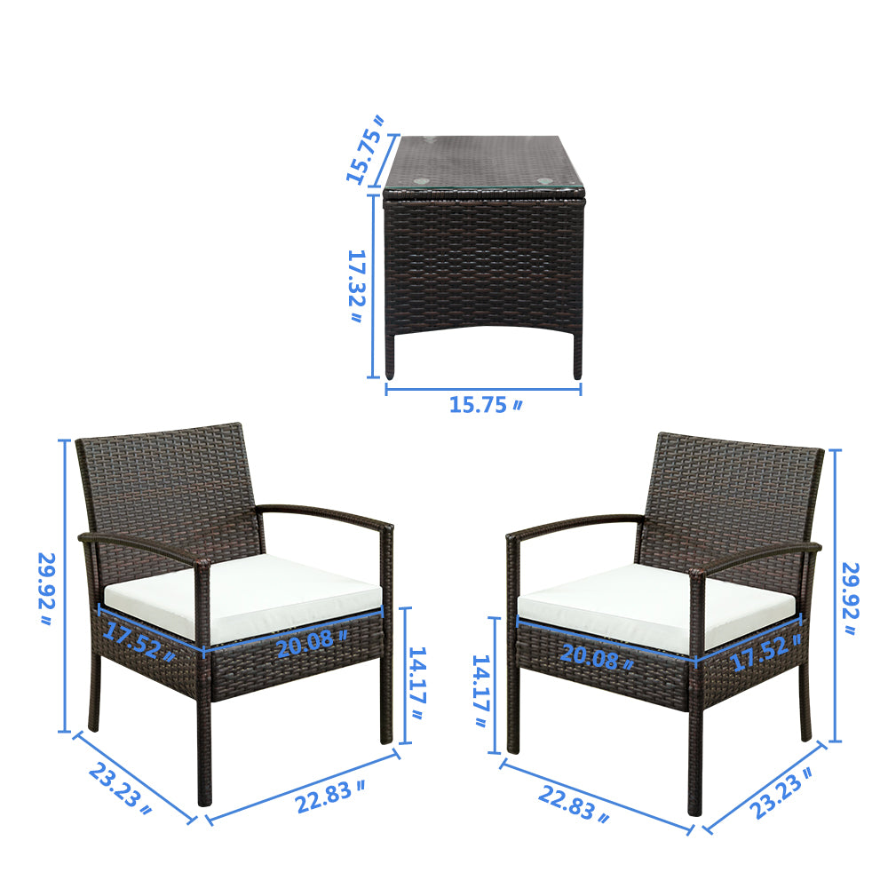 Wicker Patio Conversation Set With Rattan Sofa and Table