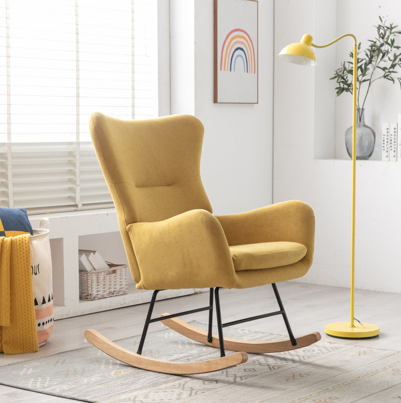 Modern Nursery Rocking Chair with Upholstered Arms