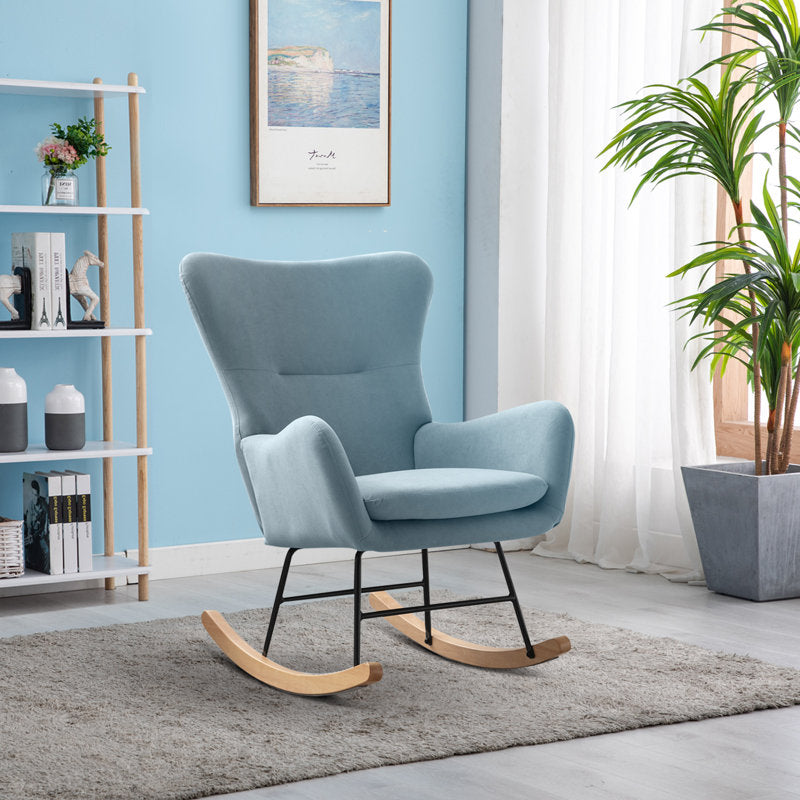 Modern Nursery Rocking Chair with Upholstered Arms