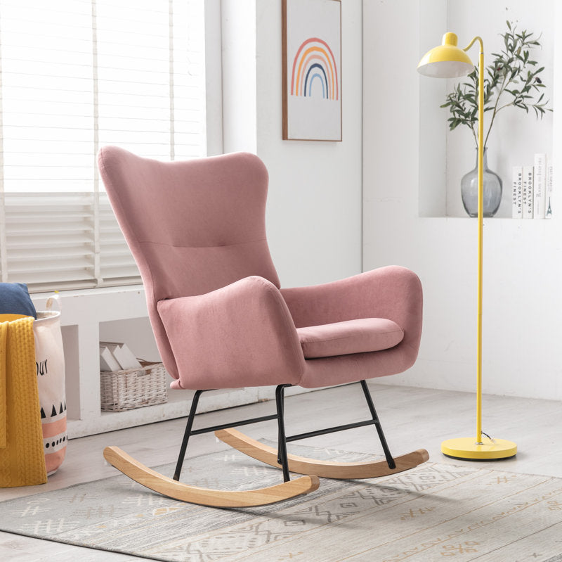 Modern Nursery Rocking Chair with Upholstered Arms