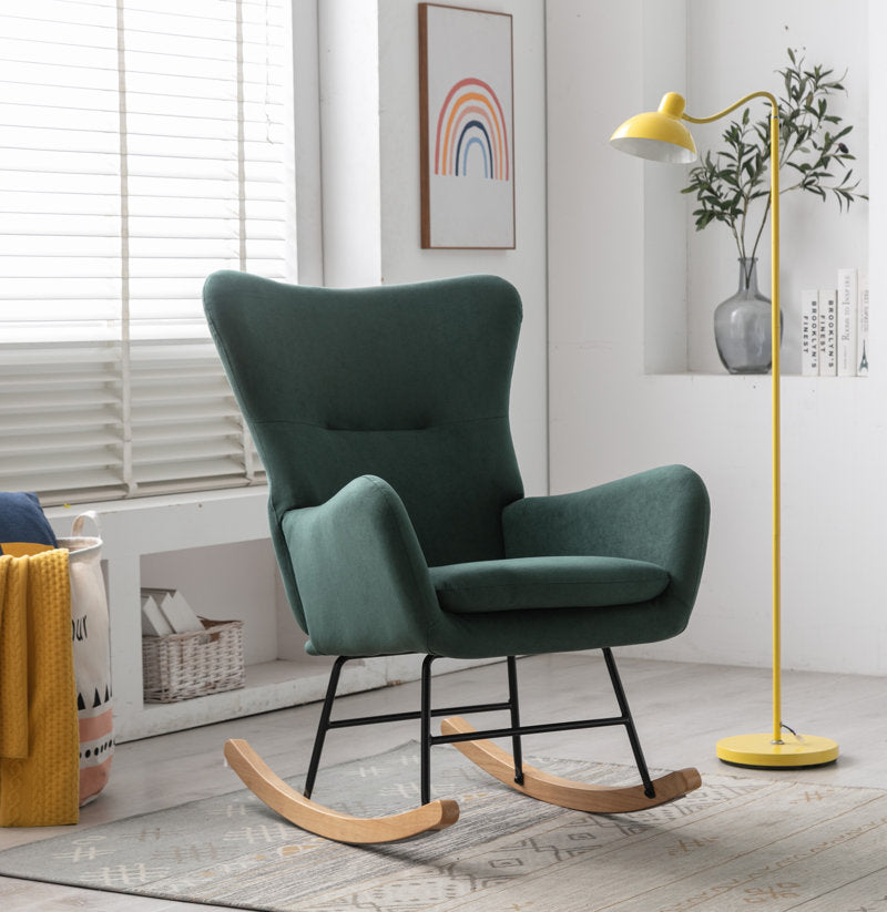 Modern Nursery Rocking Chair with Upholstered Arms