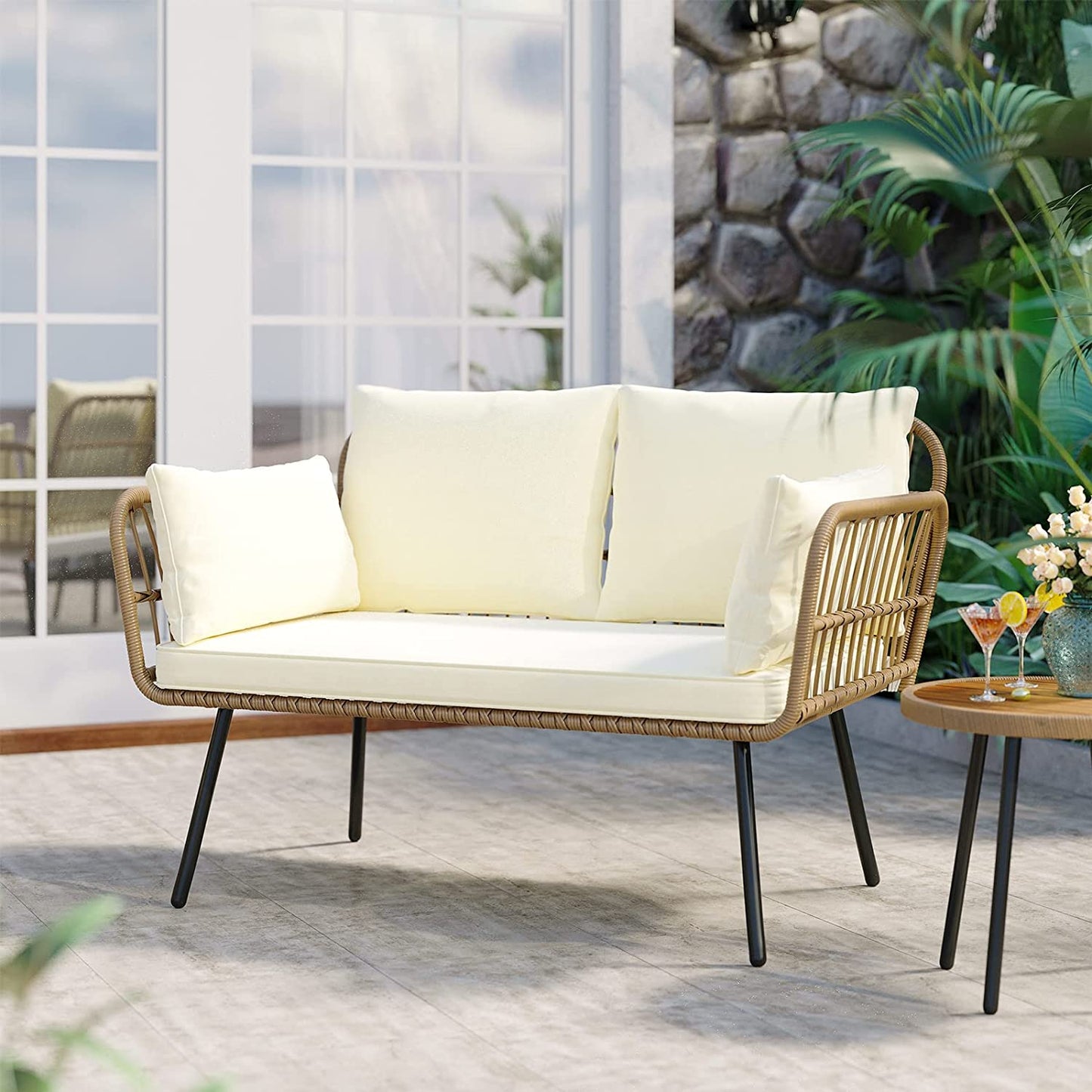 All-Weather Wicker Large Loveseats Patio 