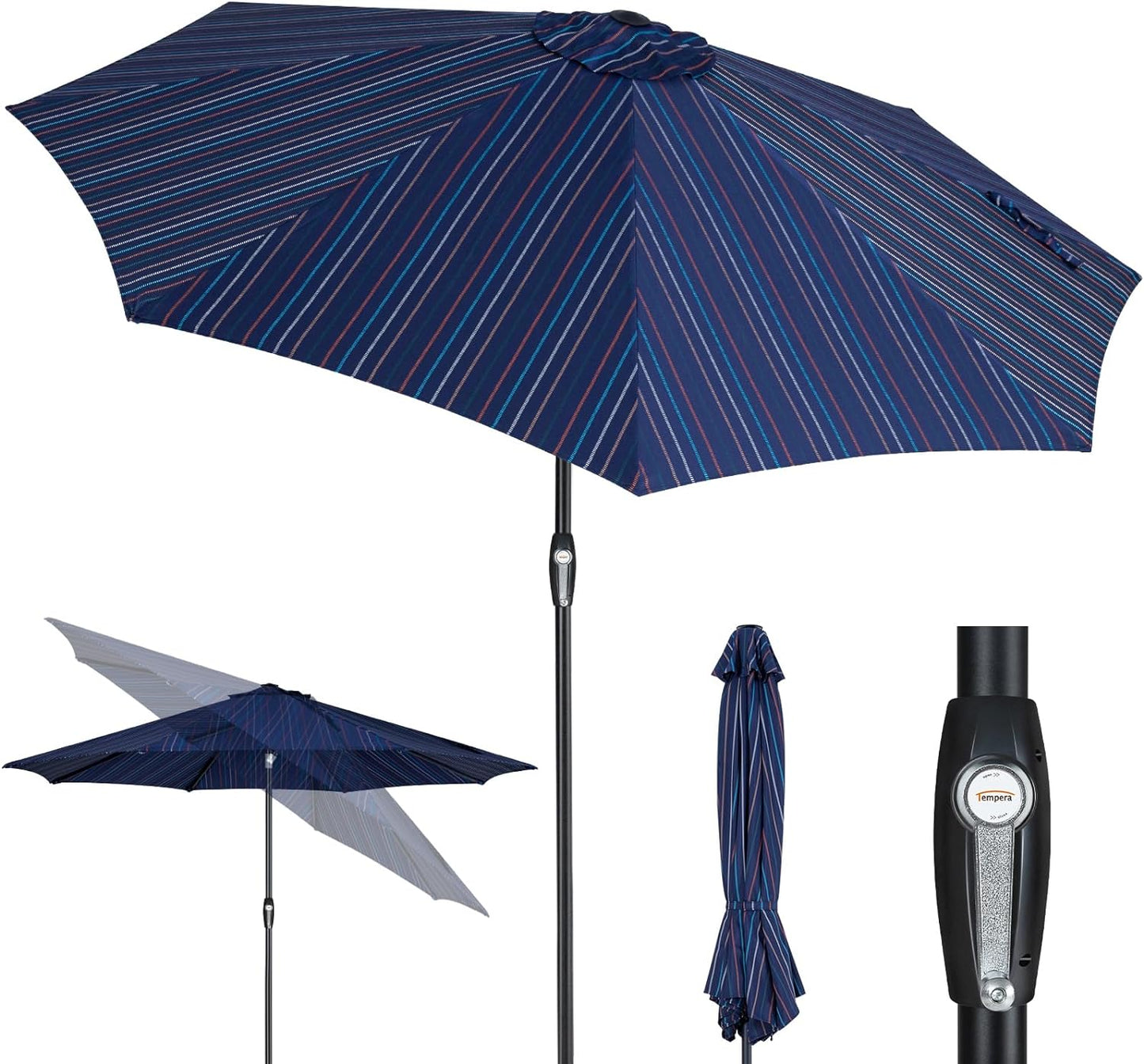 Auto-Tilt Patio Umbrella with Crank and Fade-Resistant Canopy