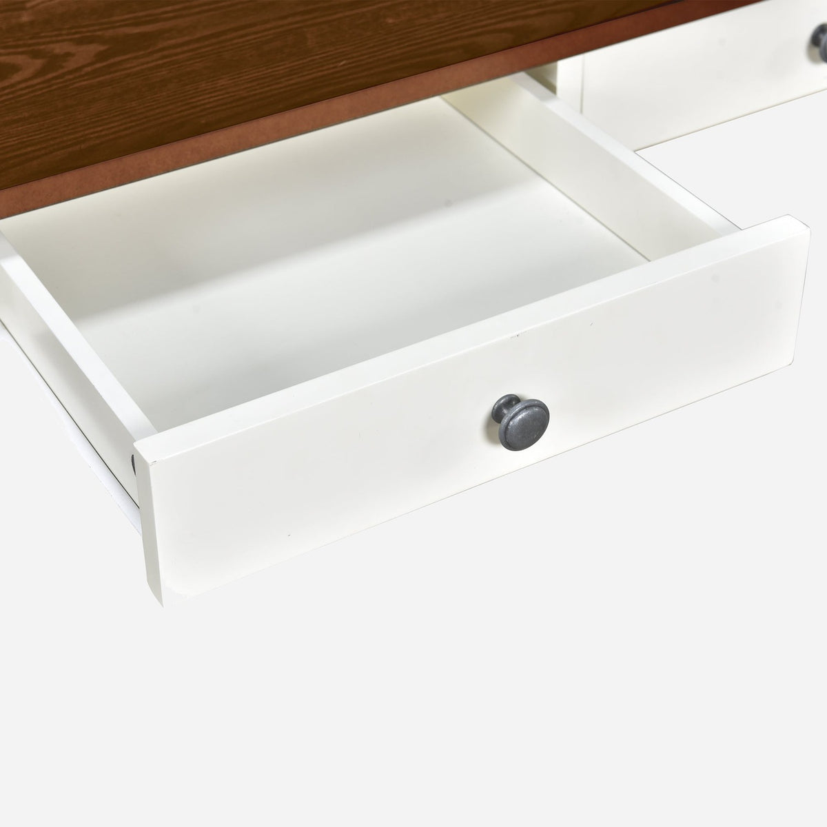 Table set: centre storage drawer, open (close-up detail)