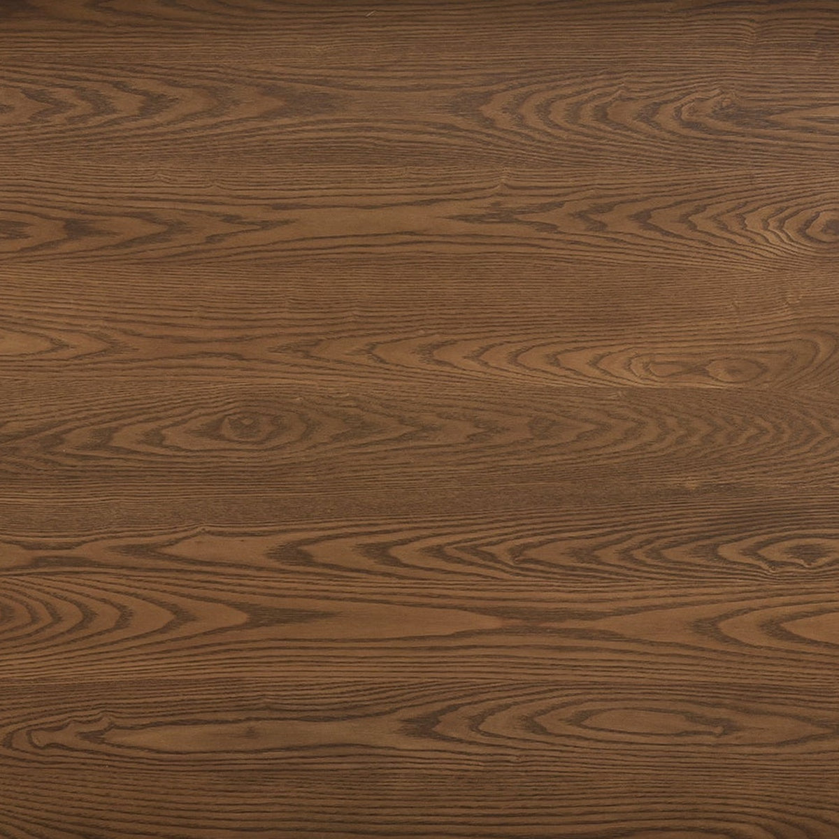 Table set: walnut-finish tabletop grain (close-up detail)