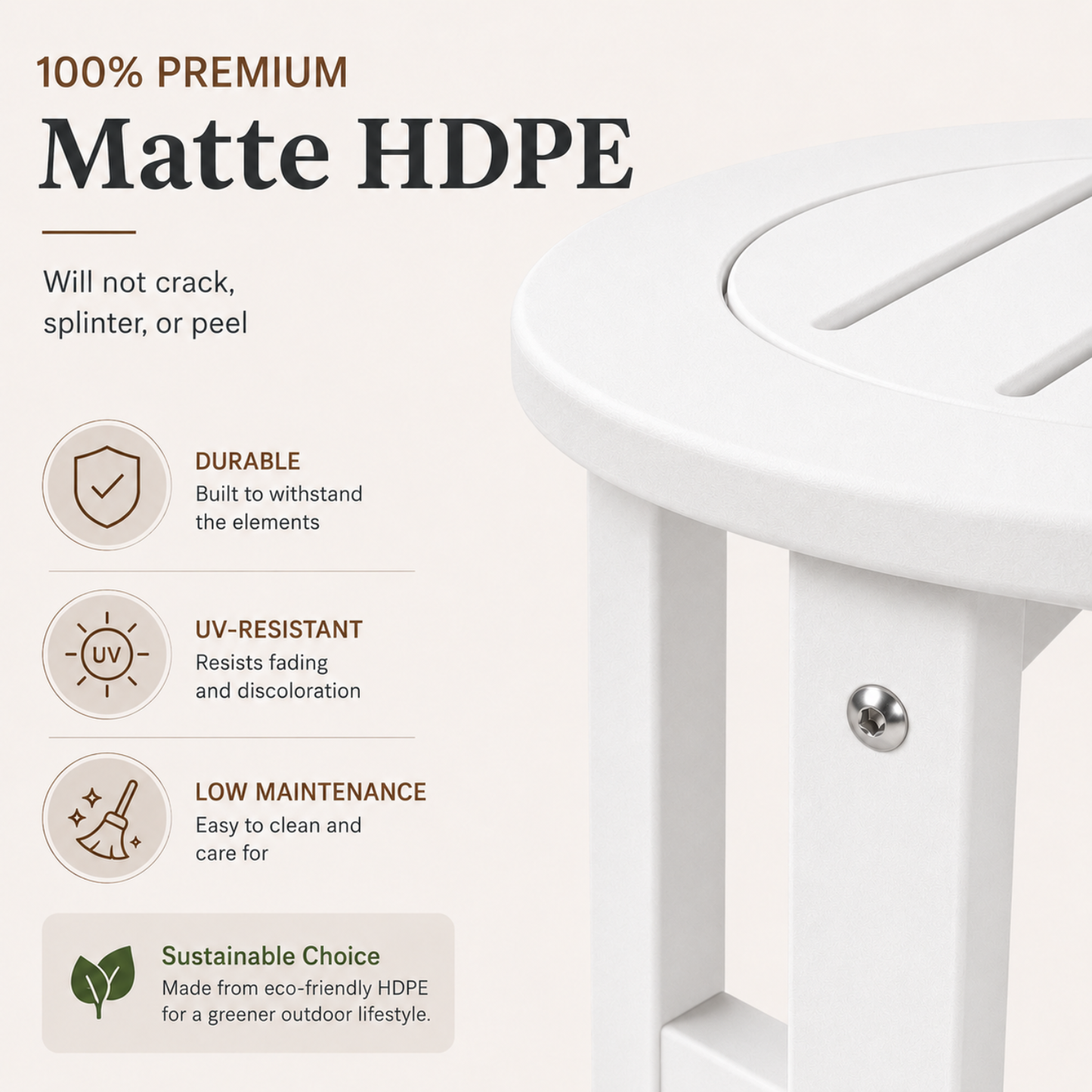 Verde Luxe HDPE All Weather Round Outdoor Side Table