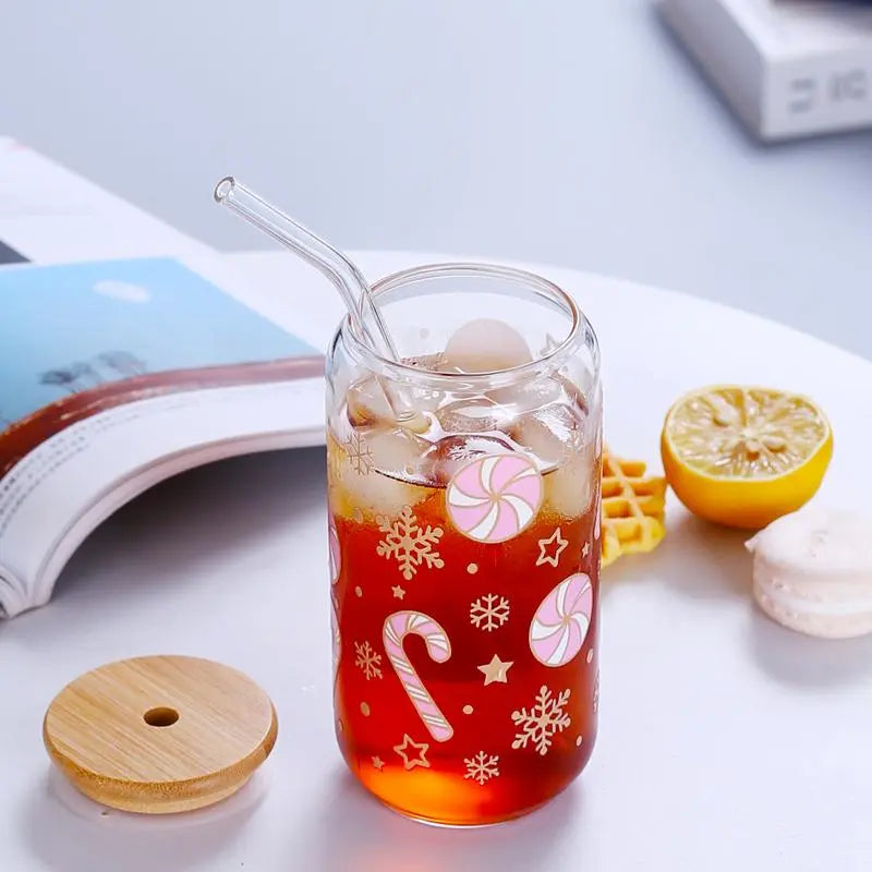 Heat-Resistant Glass Water Bottle with Straw