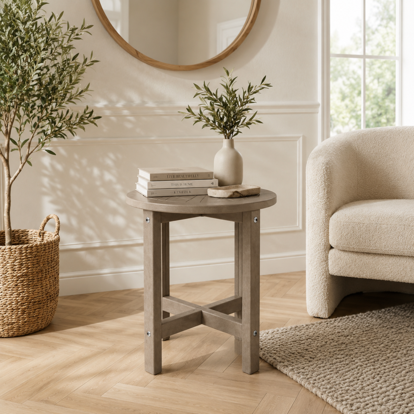 Verde Luxe HDPE All Weather Round Outdoor Side Table