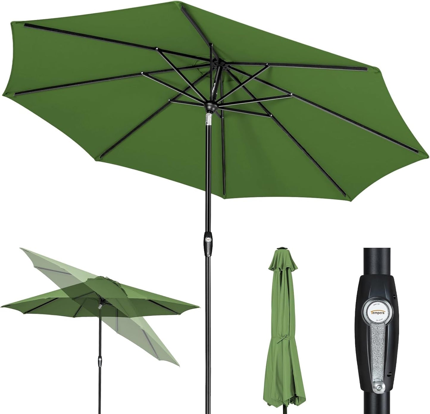 Auto-Tilt Patio Umbrella with Crank and Fade-Resistant Canopy