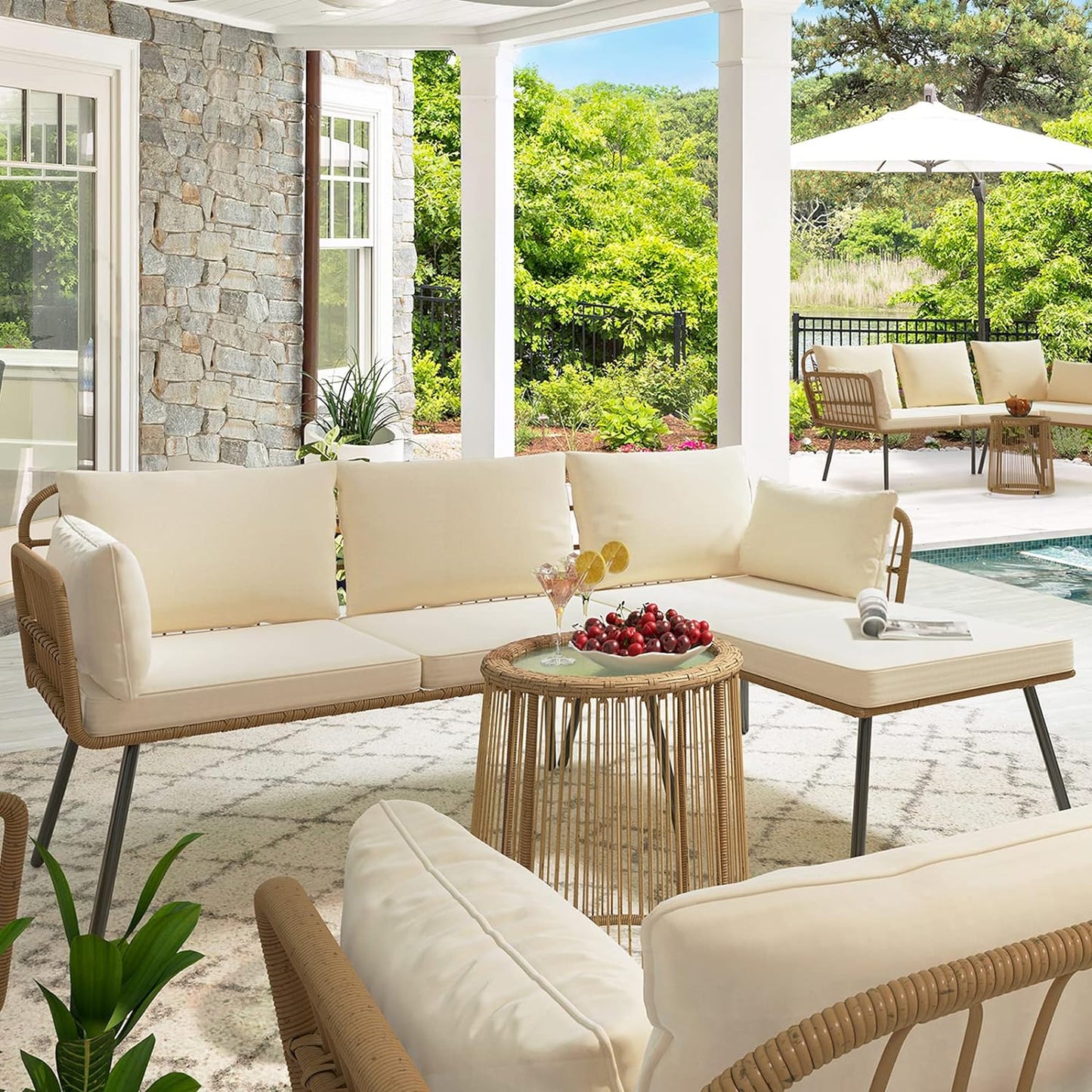 All-Weather Wicker Large Loveseats Patio 