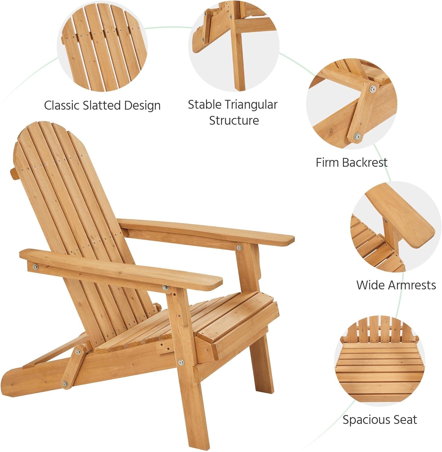 Folding Adirondack Chair Set | Natural Wood