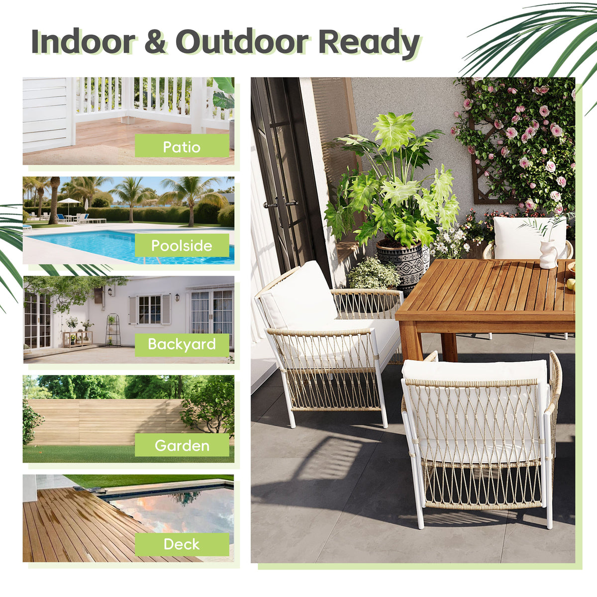 5-Piece Wood Outdoor Dining Set With 67 Inch Table