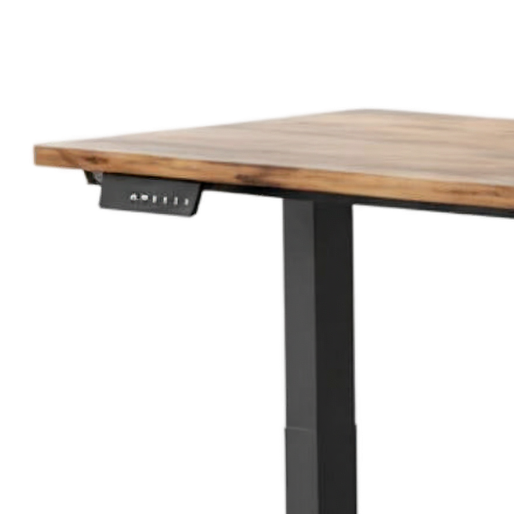 Height control panel on the desktop edge (close-up detail)