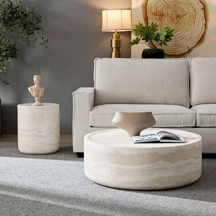 circular coffee table - storage set of 2