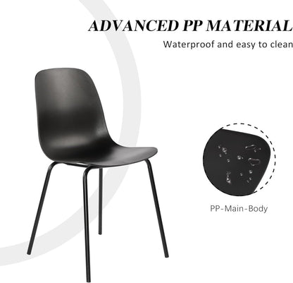 Scandinavian style dining seat in matte black finish with elegant slim legs and a rounded back.