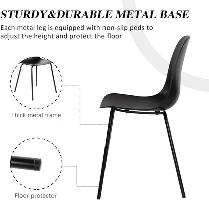 Back view of a matte black dining chair showing the smooth curved architecture and slender legs details