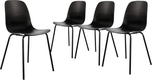 Matte Black Metal Dining Chair, Set of 4 Curved Backrest