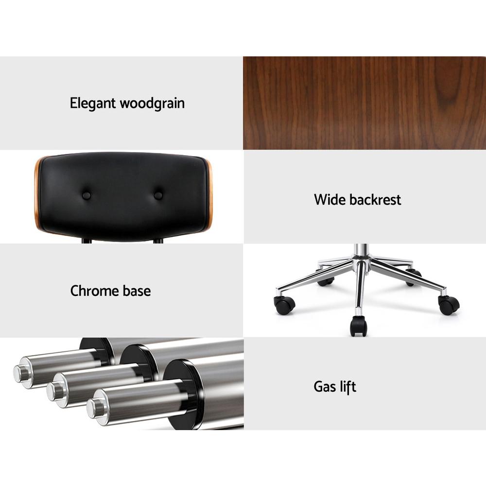 Executive Walnut Office Chair PU Leather 360 Degree Swivel