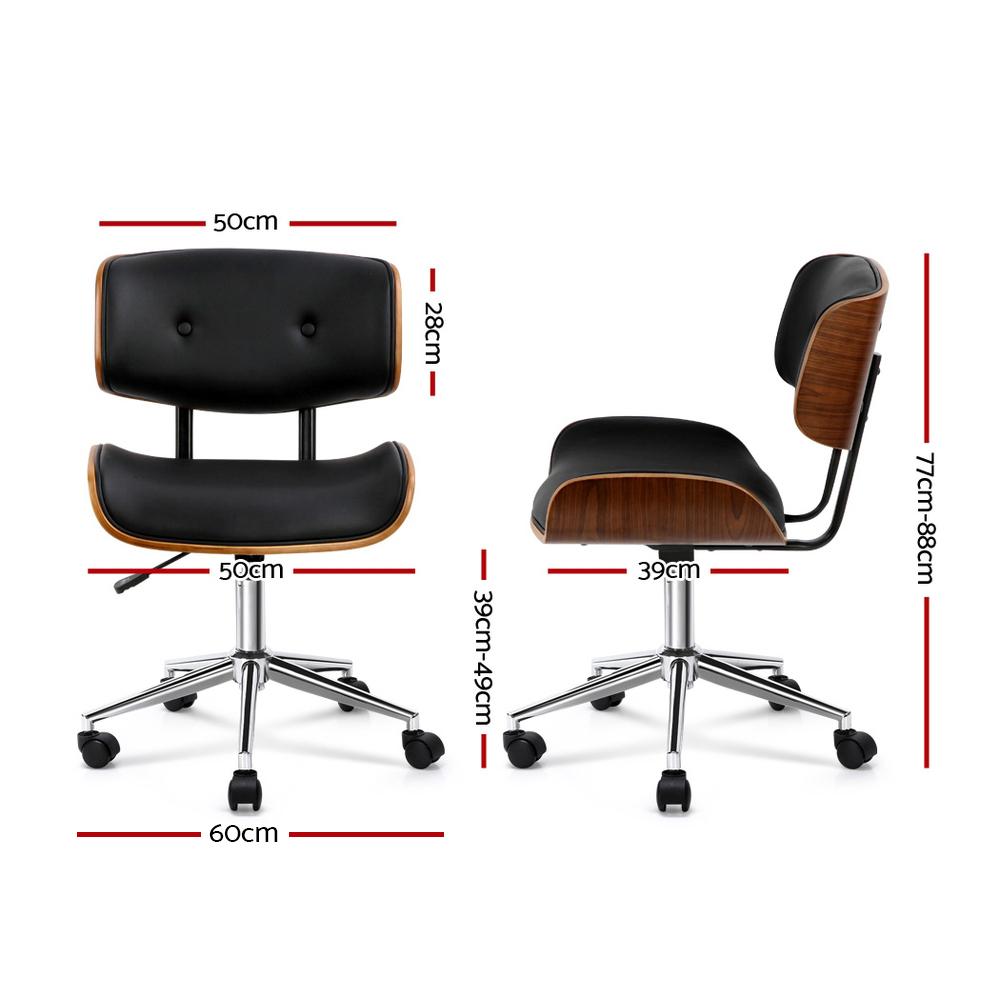 Executive Walnut Office Chair PU Leather 360 Degree Swivel