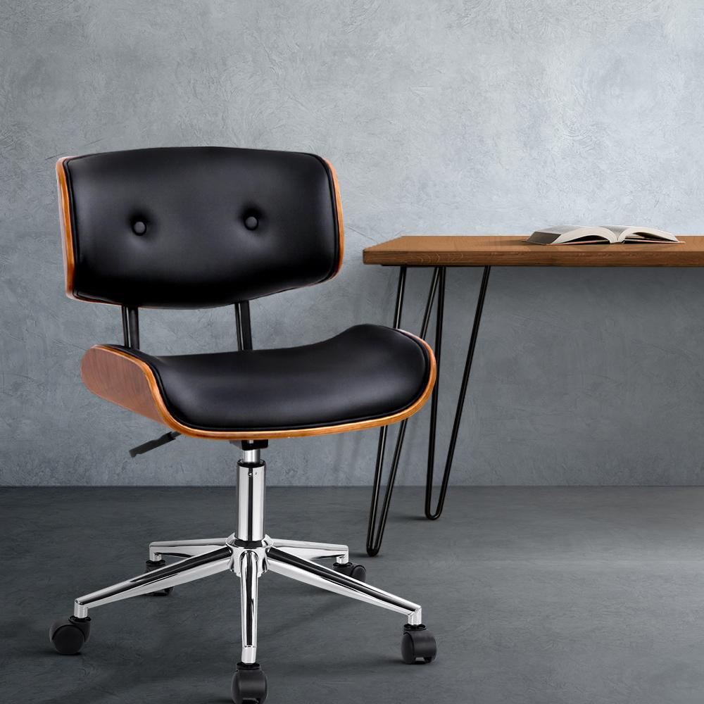 Executive Walnut Office Chair PU Leather 360 Degree Swivel