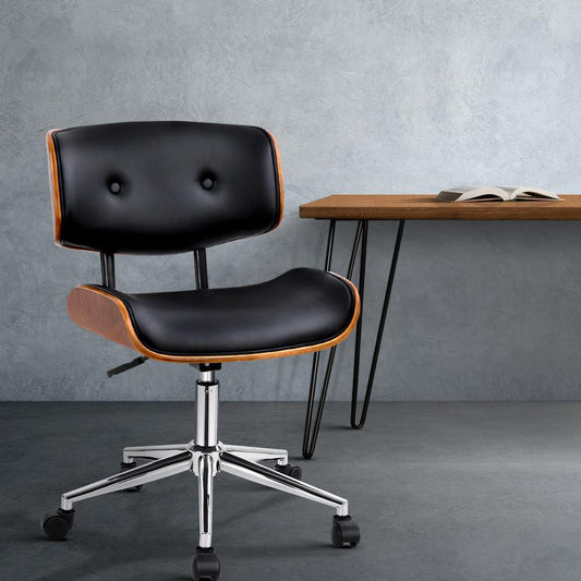 Executive Walnut Office Chair PU Leather 360 Degree Swivel
