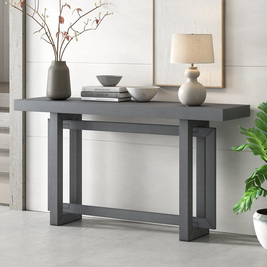Vintage Console Table with Solid Wood Top