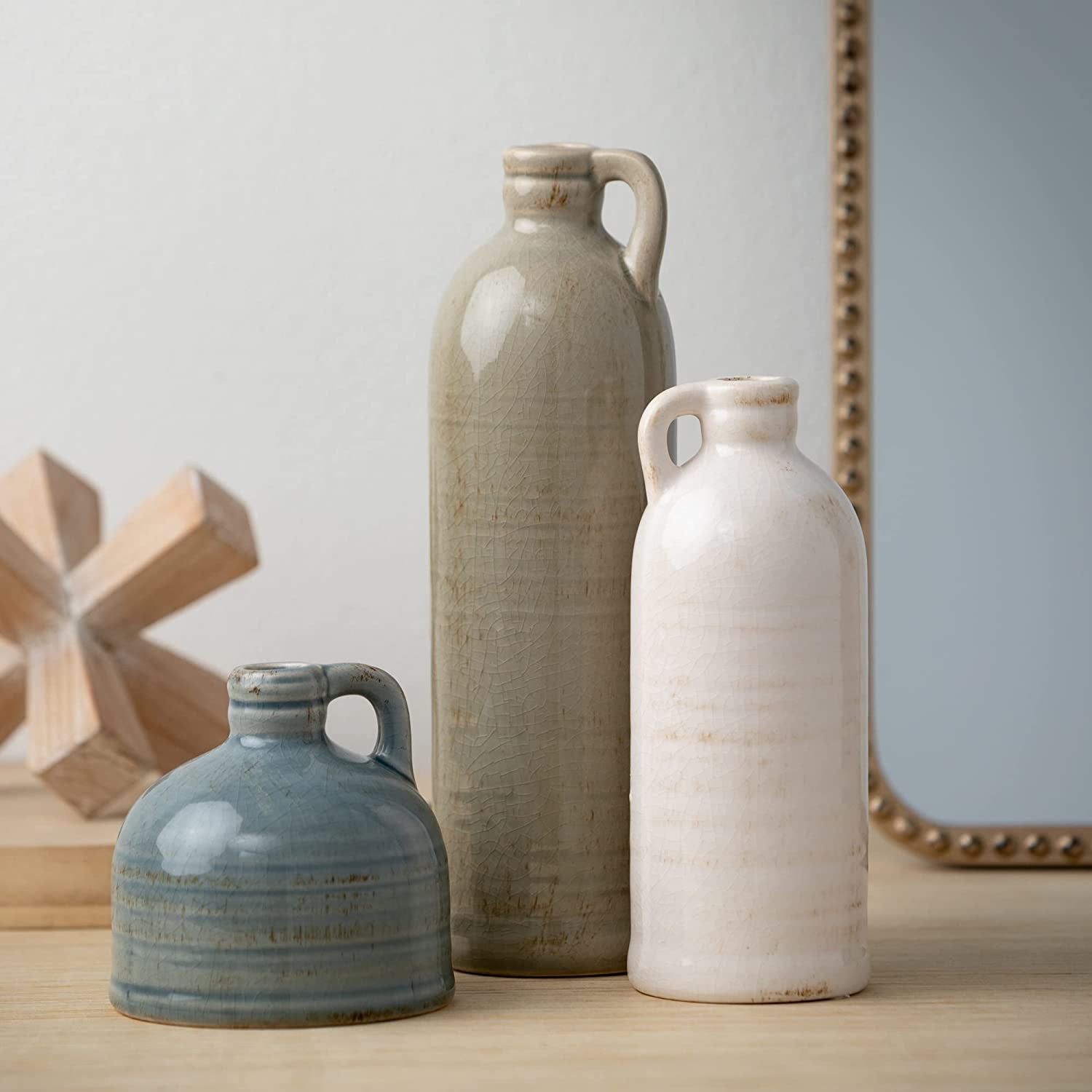 Ceramic Jug Vase Set for Farmhouse Decor