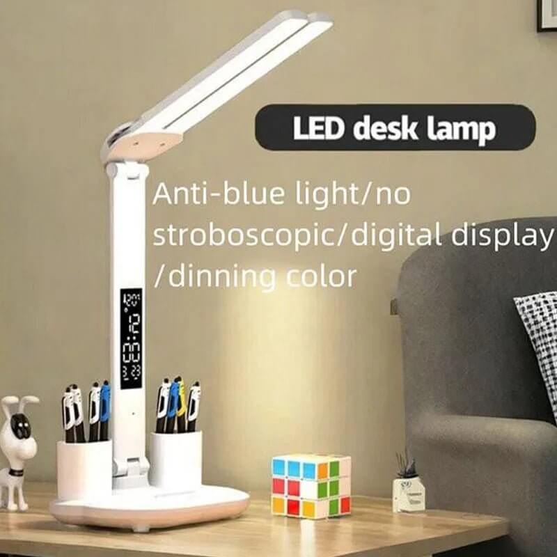 Flexible Dual - Head LED Desk Lamp with Clock