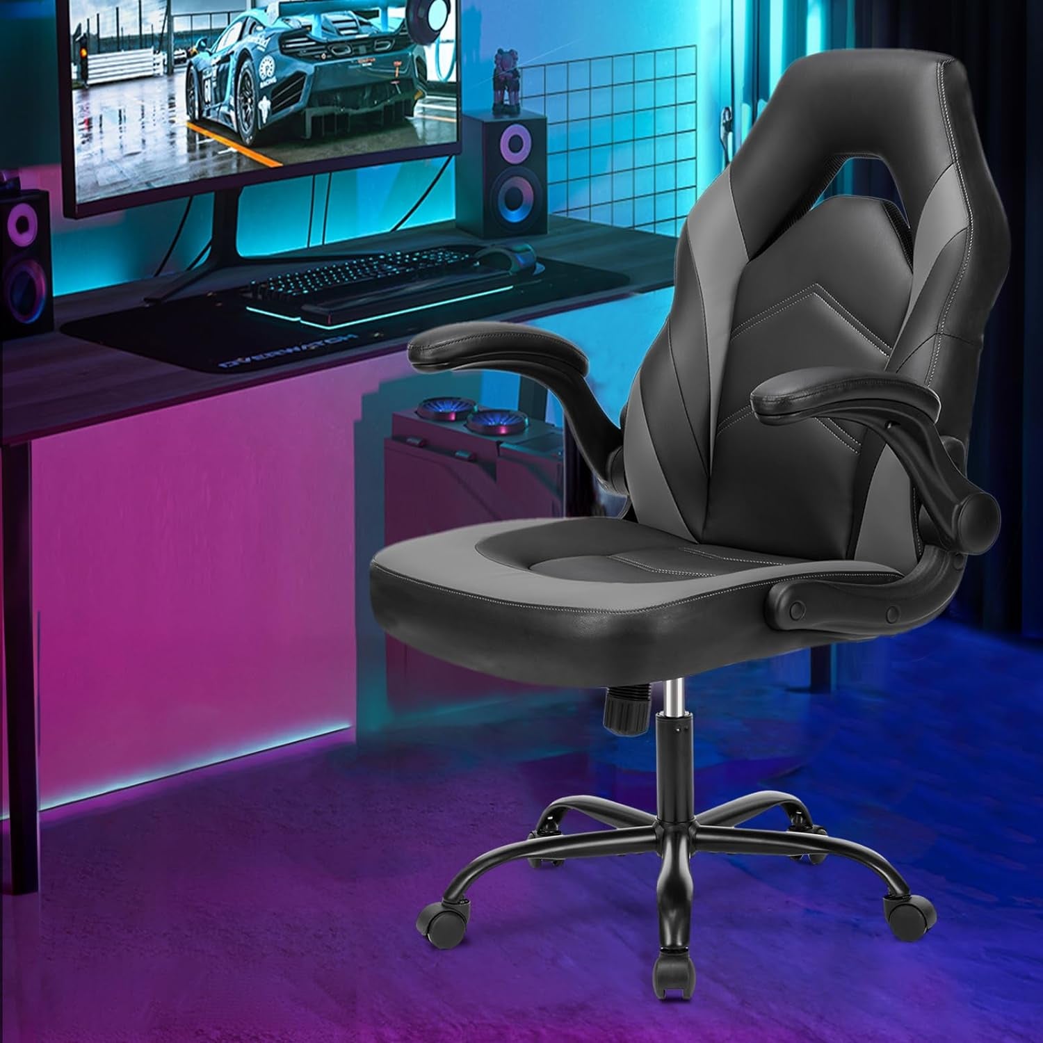 Swivel Desk Chair with Flip-Up Armrests