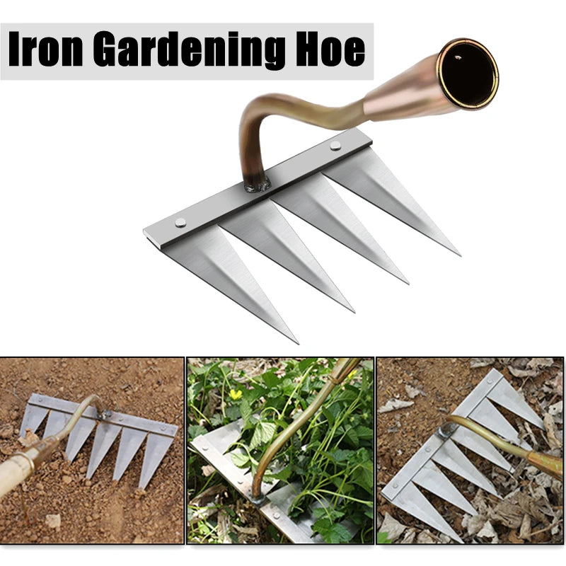 High-Quality Iron Gardening Hoe with 4-7 Teeth