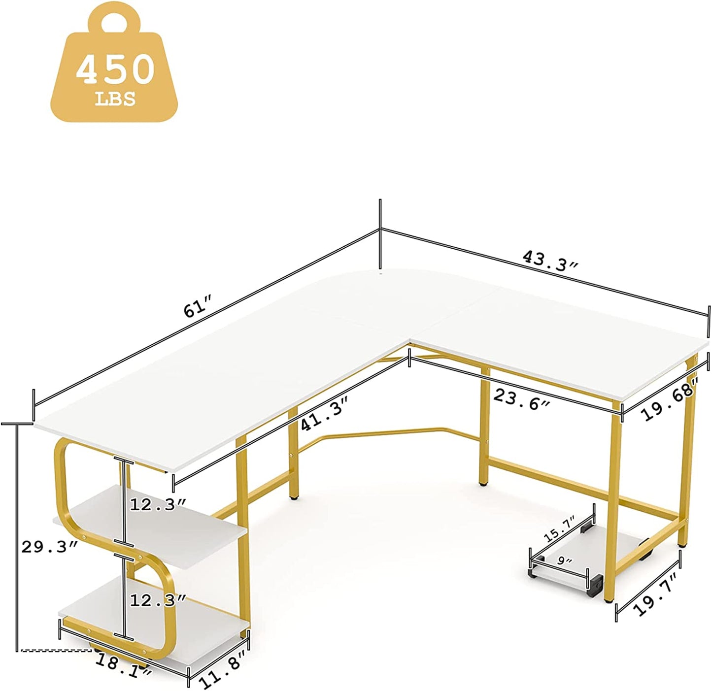 Reversible L Shaped Desk with Storage