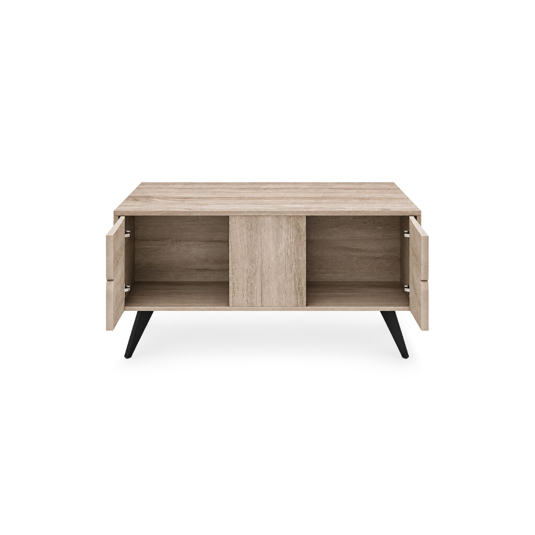 coffee table with diamond cutout doors