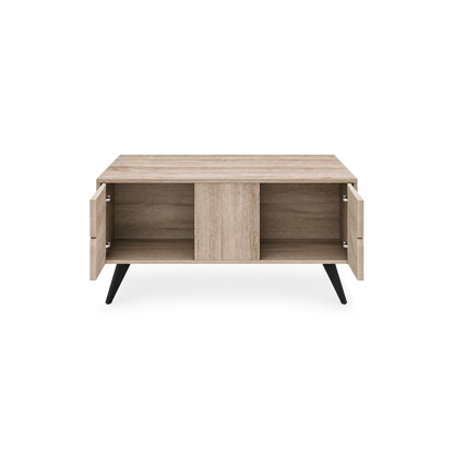 coffee table with diamond cutout doors