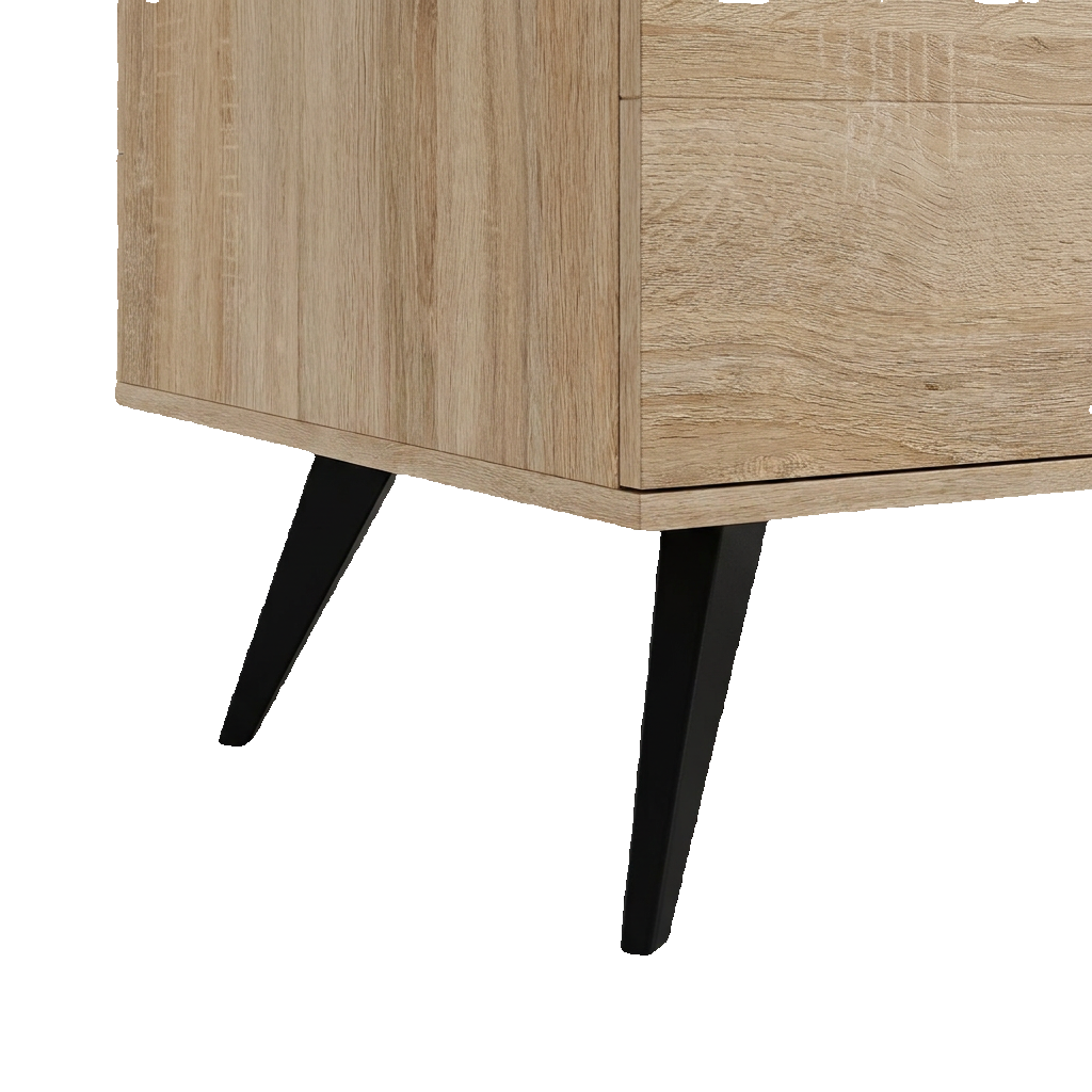 Close-up of the 6-inch raised leg clearance beneath the cabinet (close-up detail)