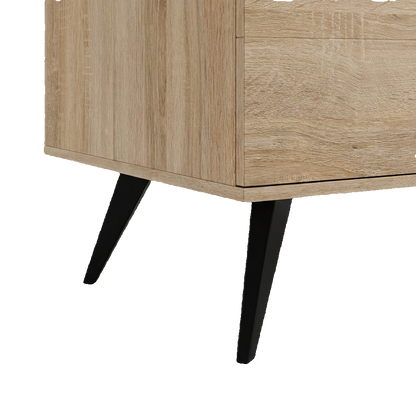 Close-up of the 6-inch raised leg clearance beneath the cabinet (close-up detail)