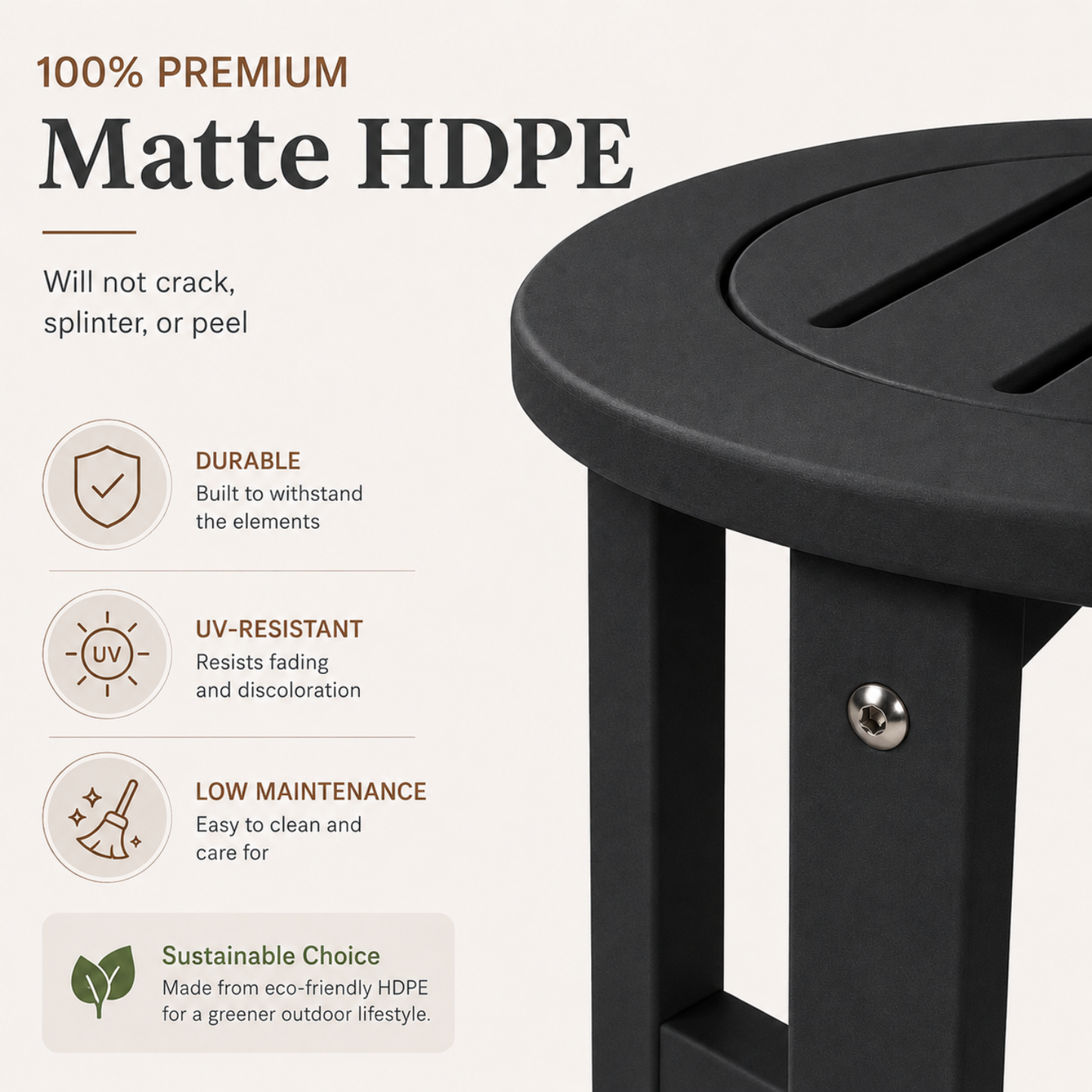 Verde Luxe HDPE All Weather Round Outdoor Side Table