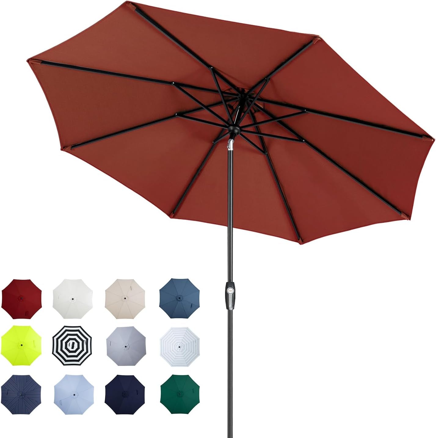 Auto-Tilt Patio Umbrella with Crank and Fade-Resistant Canopy