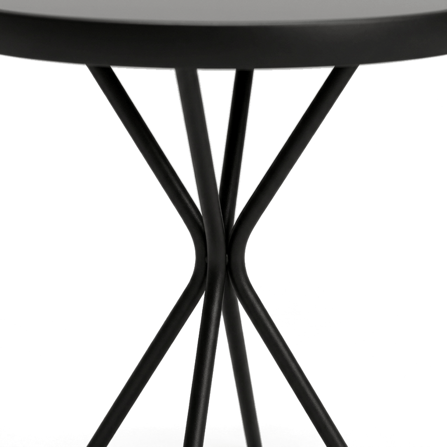 3-Piece Folding Bistro Set — Black Metal, Glass Top