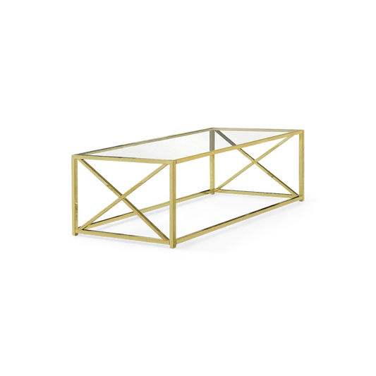 Tempered glass top coffee table, gold finish