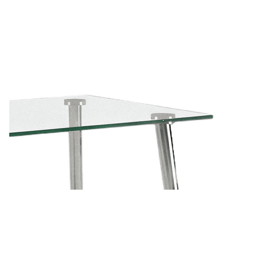 Glass Dining Table For 4, Tempered 51-Inch Silver Base