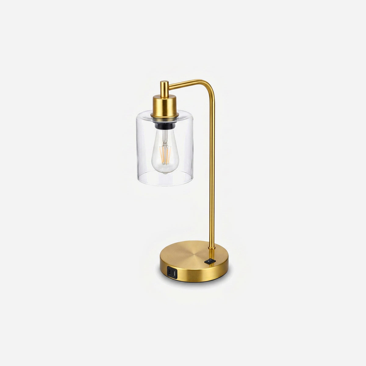 Gold touch lamp on a #f3f3f3 studio background