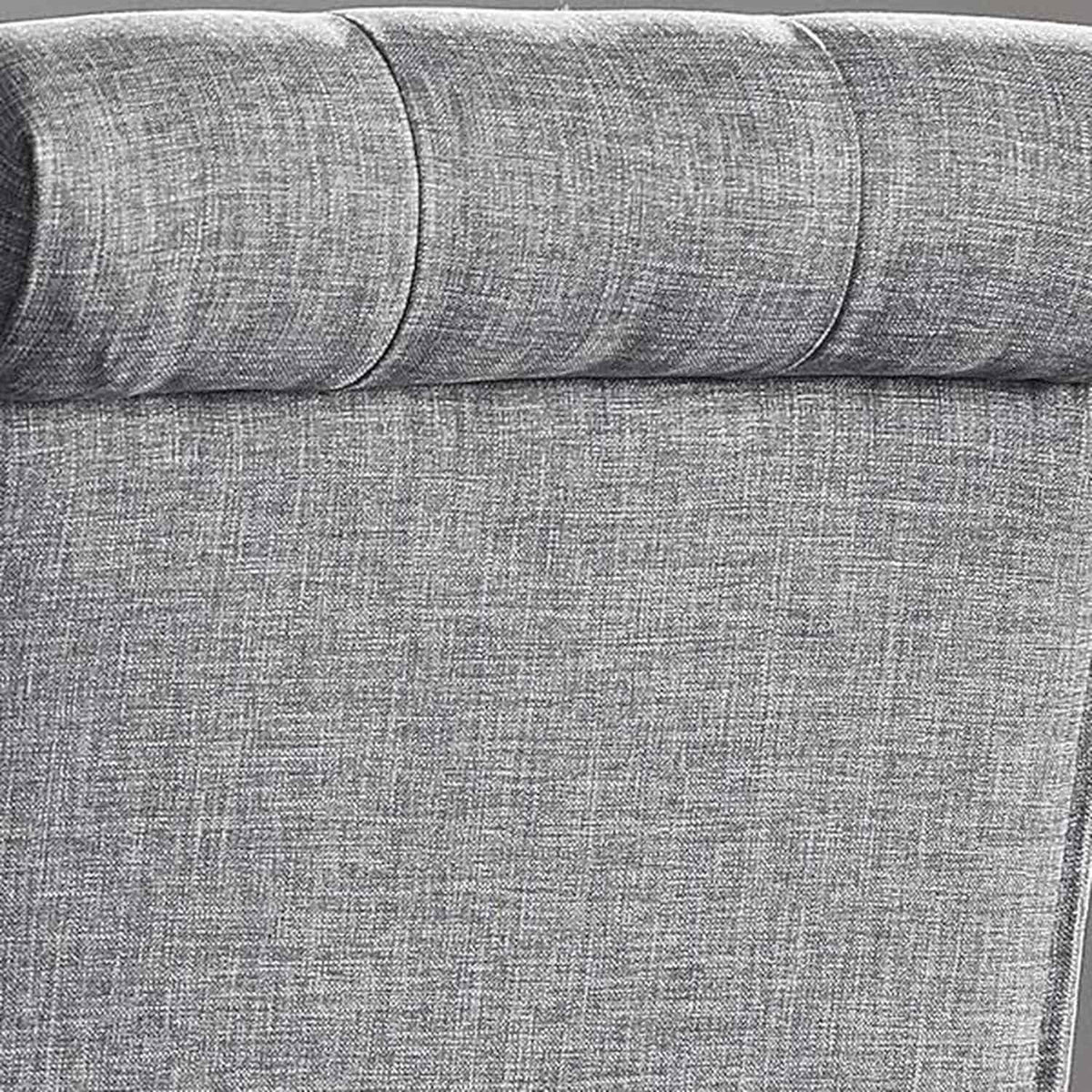 Close-up of the rolled top and channel seams of the chair back