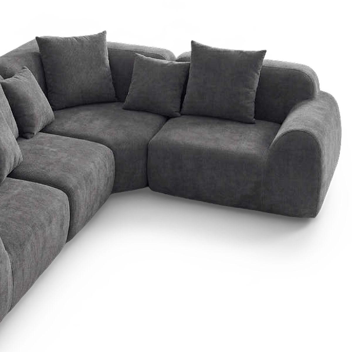 Curved corner module and L-shaped chaise return (close-up detail, transparent)