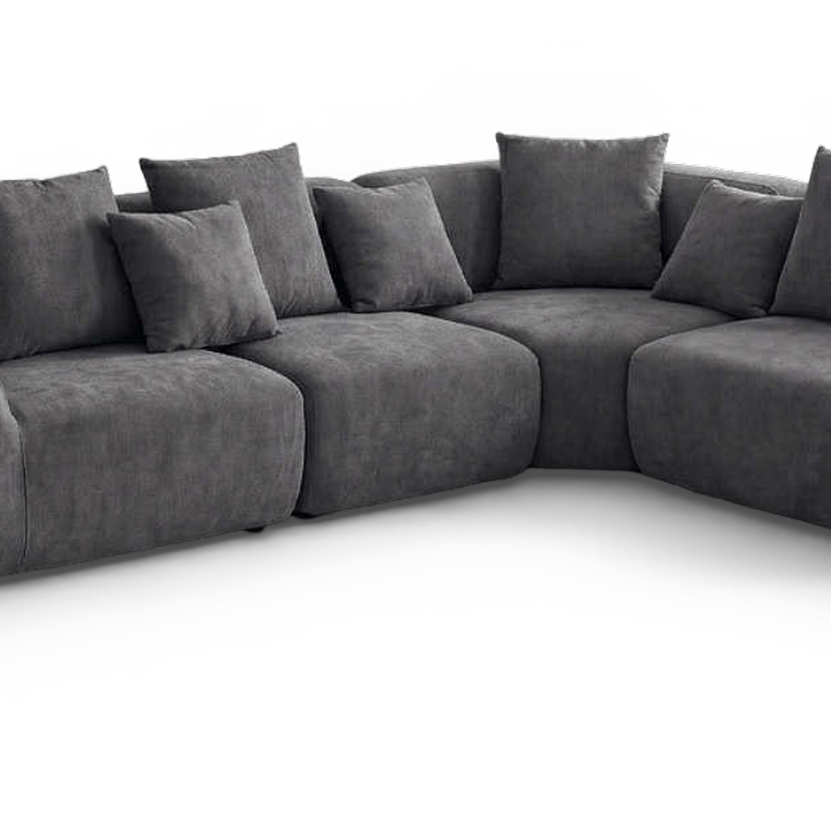 Loose velvet cushions on the modular seats (close-up detail, transparent)