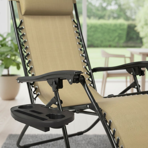 Zero Gravity Lounge Chairs with Dual Side Trays, 2-Pack