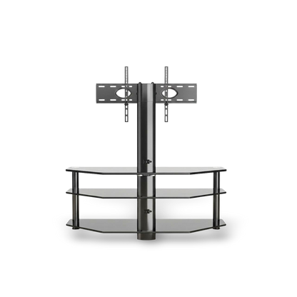 3-tier swivel TV stand, shown against a #f3f3f3 studio backdrop.